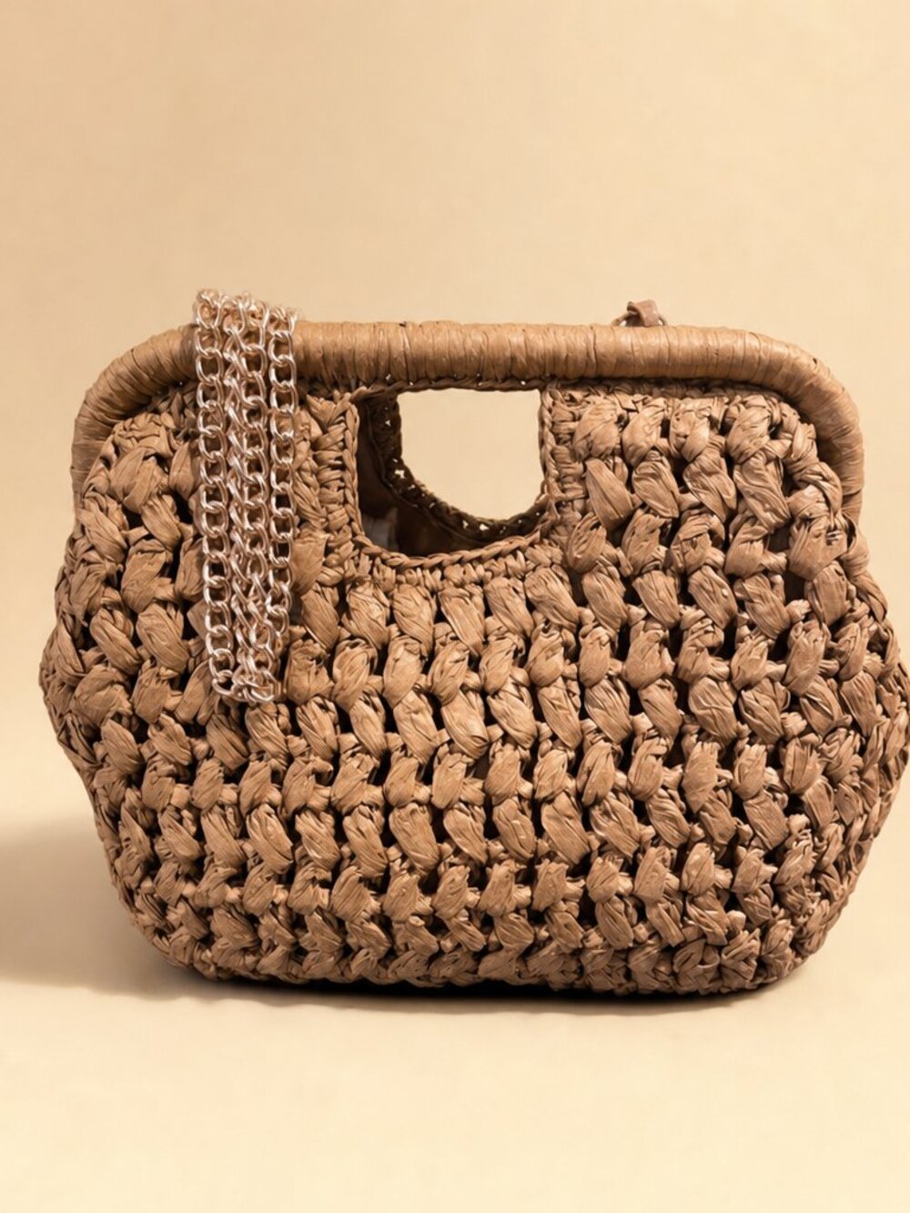 Brown Woven Straw Crossbody or Clutch | Beachy Boho Resort Bag | Lightweight